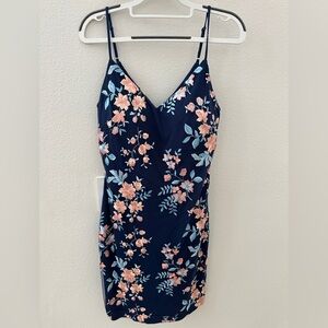 Guess Navy Dress with Floral Embroidery
